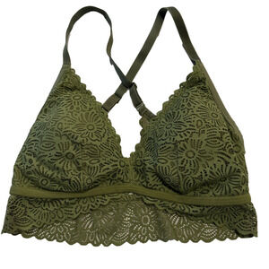 Auden Boho Women's M Boho Festival Olive Unlined Padded Criss Cross Bralette